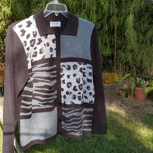 Animal print button down cardigan